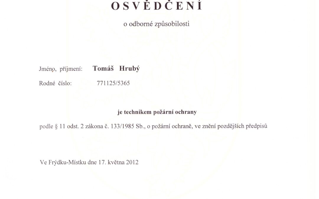 Osvědčení o&nbsp;odborné způsobilosti